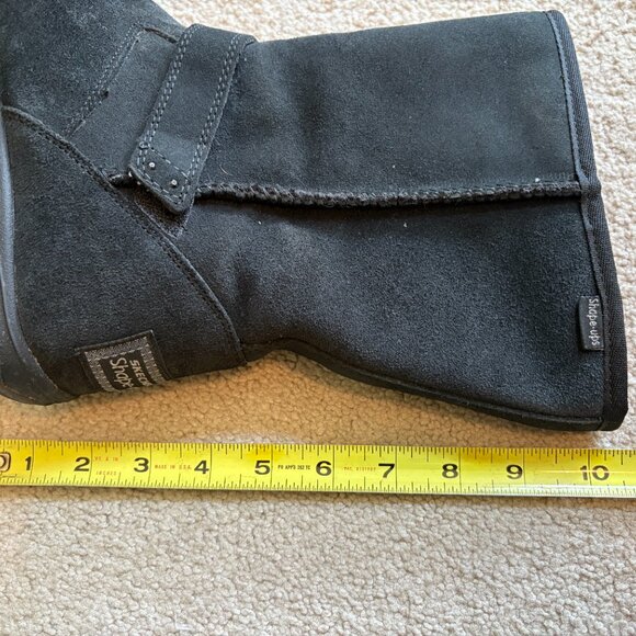 Skechers Shape Ups Women's Winter Boots Size 7 Black Suede Faux Fur - Picture 9 of 11